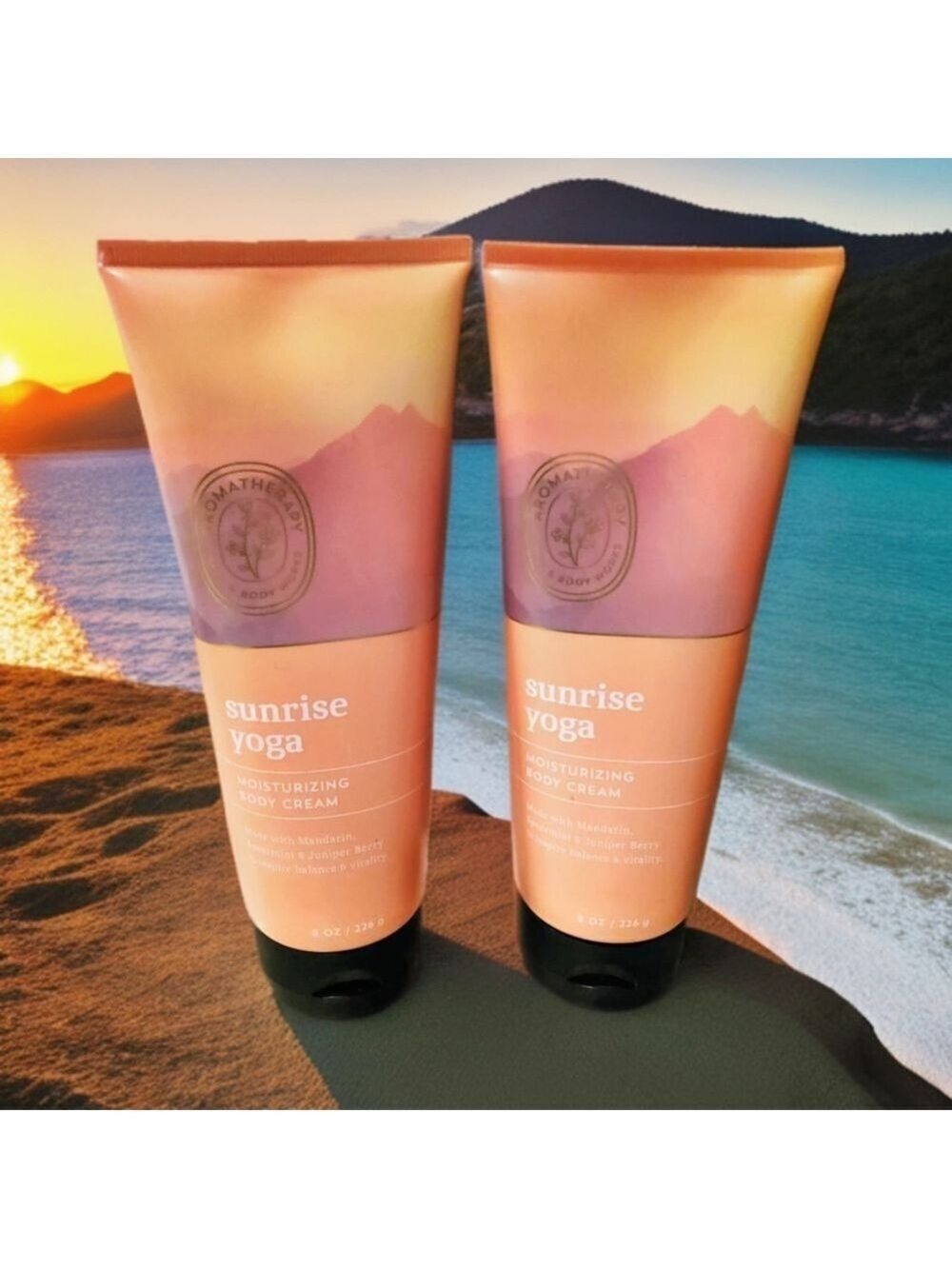 BATH AND BODY WORKS SUNRISE YOGA AROMATHERAPY 2-PIECE BODY CREAMS